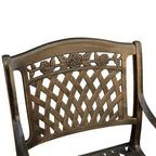 Ensemble de salle à manger de patio 5 pièces, table ronde en aluminium à motif treillis traditionnel de 48 po, finition bronze résistante aux UV - Oakland Living : sièges d'extérieur pour quatre personnes