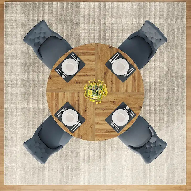 Table à manger ronde de 47 pouces pour 4 personnes, table de salle à manger en bois pour cuisine, salle à manger, salon - N/A