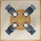 Table à manger ronde de 47 pouces pour 4 personnes, table de salle à manger en bois pour cuisine, salle à manger, salon - N/A