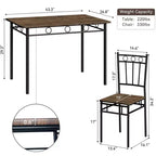 Ensemble de salle à manger rectangulaire Dyonery pour 4 personnes, table de cuisine 5 pièces et 4 chaises, ensemble de table de salle à manger, ensemble de table de cuisine compact pour petit espace