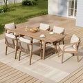 Ensemble de salle à manger d'extérieur Christopher Knight Home Olcott 7 pièces en bois d'acacia avec table extensible et fauteuils en corde tressée