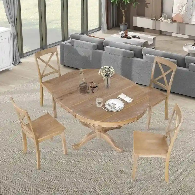 Table à manger ronde extensible 4 places de 42 à 54 po pour ferme