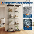 Vitrine d'exposition en verre trempé à 4 niveaux, vitrine entièrement vitrée avec lumières LED et capteur de corps humain, armoire de rangement pour objets de collection et décoration.