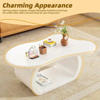 Table basse moderne Cloud avec plateau de 3,8 cm d'épaisseur, table d'appoint irrégulière de style crème avec pieds incurvés, table d'appoint au design unique