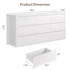 Commode à 9 tiroirs pour chambre à coucher, grande commode moderne en bois avec grand espace de rangement, organisateur de commode en bois pour salon, couloir, entrée