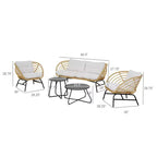 Ensemble de patio extérieur 5 pièces en osier GRANDPATIO avec causeuse