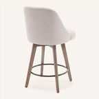 Lot de 4 tabourets de bar pivotants à hauteur de comptoir Bekrvio 26 po avec dossiers et pieds en bois, tabourets de bar rembourrés en tissu lin/similicuir pour îlot de cuisine