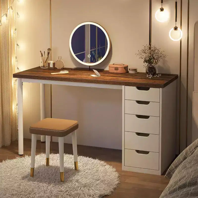 Bureau d'ordinateur Lantine avec 5 tiroirs, bureau moderne et simple de 119 cm pour la maison, le bureau et l'étude, idéal pour les petits espaces