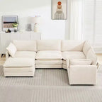 Canapé modulaire moderne 5 places en velours côtelé, surdimensionné, 113,4 po (L) x 79,13 po (l), avec pouf, canapé en U avec coin salon, HYLEORY