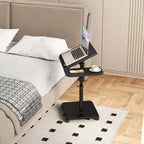 1 Table d'appoint en C, Table de lit à roulettes réglable en hauteur, Table de canapé multi-usage et Bureau d'ordinateur portable pour petits espaces