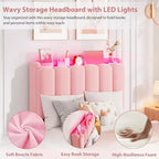 Cadre de lit avec tête de lit de rangement, cadre de lit pour enfant avec 2 tiroirs, lit plateforme capitonné en tissu, tête de lit profilée avec bibliothèque
