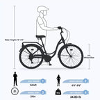 Vélo pour femme Zeus & Ruta de 24 pouces, 7 vitesses, cadre en acier