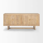 Grier Enfilade 4 portes en bois massif brun clair et cannage - 72,0L x 18,0l x 31,0H
