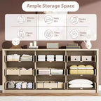 Commode à 9 tiroirs pour chambre à coucher, grande commode moderne en bois avec grand espace de rangement, organisateur de commode en bois pour salon, couloir, entrée