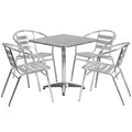 Ensemble table carrée en aluminium Emma et Oliver 27,5 avec 4 chaises à dossier à lattes