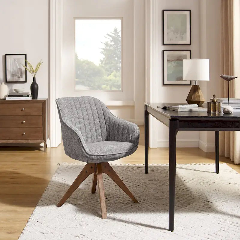 Fauteuil de bureau moderne pivotant avec pieds en bois