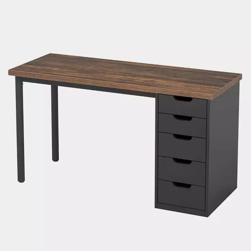 Bureau d'ordinateur Lantine avec 5 tiroirs, bureau moderne et simple de 119 cm pour la maison, le bureau et l'étude, idéal pour les petits espaces