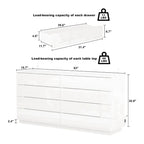 Commode haute brillance 63 po avec 8 tiroirs lumineux et plateau spacieux
