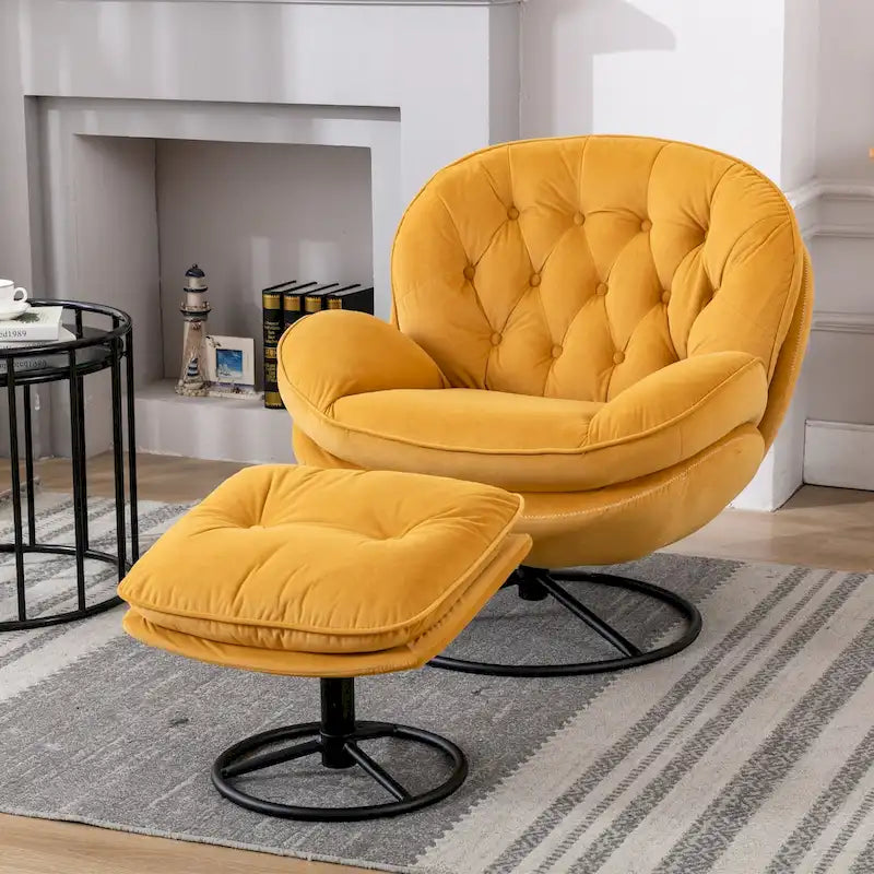 Fauteuil d'appoint avec pouf