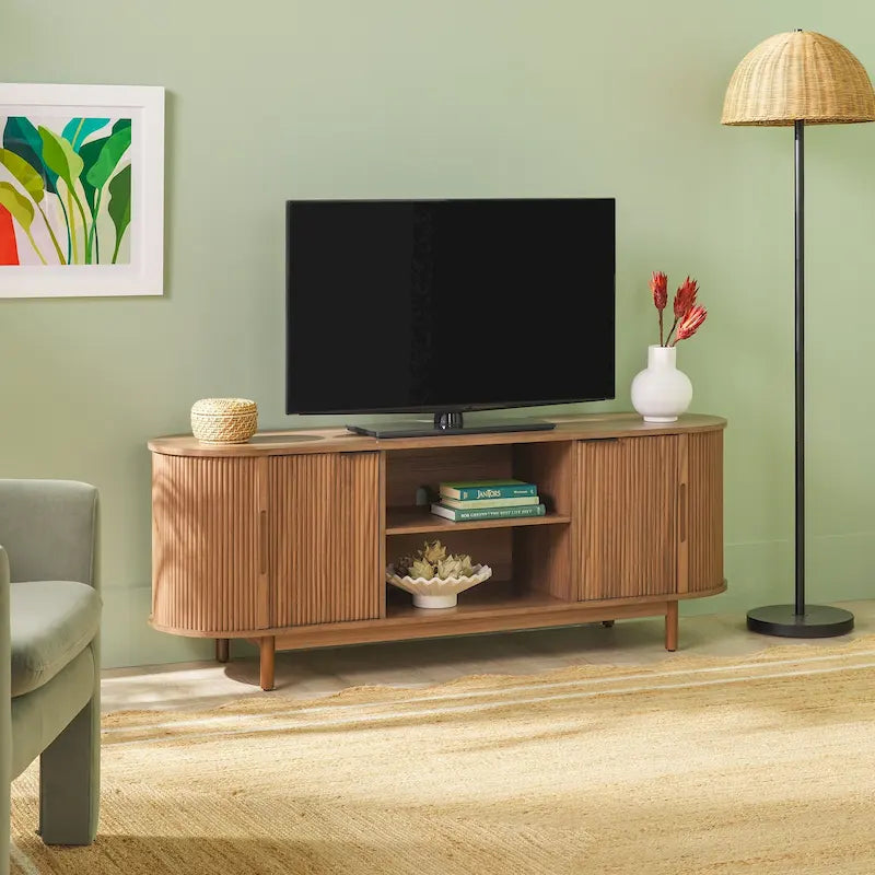 Meuble TV Middlebrook Modern Reeded de 60 po avec bords arrondis