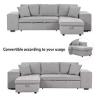Sectionnel réversible en L de 104,5 po avec chaise longue de rangement et 2 poufs – Canapé-lit convertible 3 places pour salon