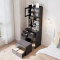 Coiffeuse 3-en-1 avec miroir lumineux, table de toilette compacte avec tiroirs, compartiment de rangement et tabouret roulant pour chambre à coucher