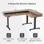 Bureau d'angle électrique debout avec 3 tiroirs et roulettes verrouillables, 160