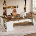 Bureau de direction en L Lantine Modern 78 avec tiroirs et classeur latéral