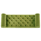 Banc de bout de lit moderne pour chambre à coucher, banc de fenêtre rembourré en velours avec 2 oreillers détachables pour salon ou entrée - Panipeachy
