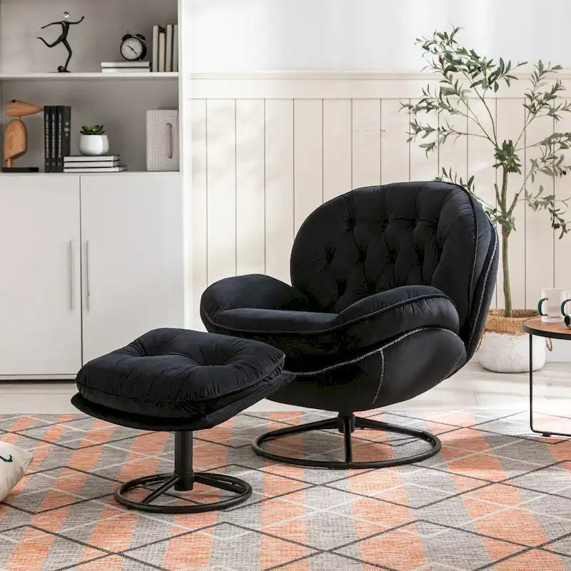 Fauteuil d'appoint avec pouf