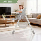 Chaise haute pliable pour bébés et tout-petits, chaise haute en cuir PU avec dossier réglable, hauteur d'assise, plateau amovible, harnais de sécurité 5 points et roues verrouillables