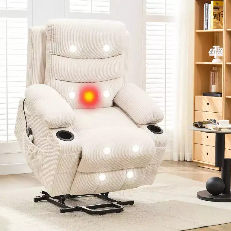 Fauteuil inclinable releveur avec massage et chauffage, fauteuils inclinables électriques surdimensionnés, siège de cinéma maison avec 2 porte-gobelets latéraux, fauteuil simple inclinable à bascule
