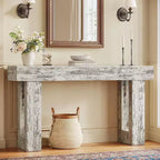 Console de ferme de 63 po, table d'appoint rectangulaire en bois blanc vieilli pour entrée, couloir et salon.