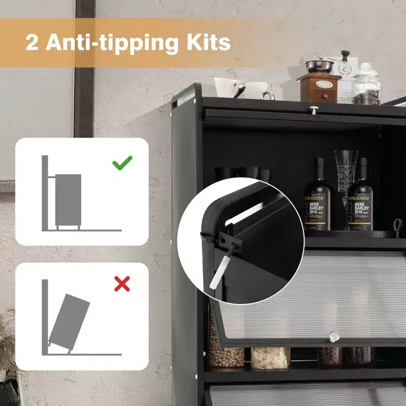 Meuble de cuisine Costway à 5 niveaux avec rangement, buffet mobile pour micro-ondes, portes basculantes, blanc/noir/gris/vert