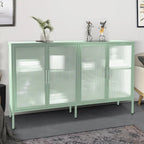 Meuble en métal et verre trempé avec étagère réglable