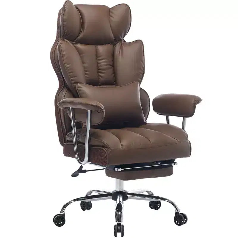 Efomao Chaise de Bureau Ergonomique 400 lbs, Grande Chaise d'Ordinateur en Cuir PU pour Personnes de Grande Taille, Fauteuil de Direction avec Repose-Pieds et Soutien Lombaire