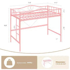 Lit mezzanine double avec échelle amovible et garde-corps de sécurité intégral, lit mezzanine double avec cadre en métal robuste d'une capacité de 180 kg, gain de place.