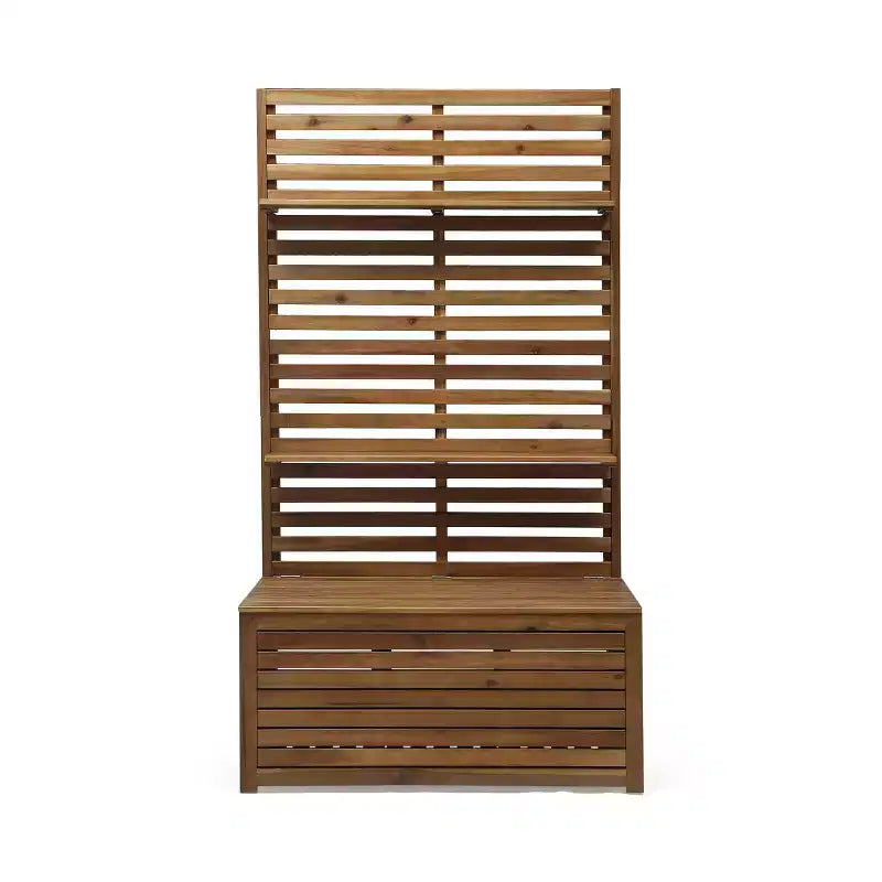 Christopher Knight Home Andrusia Banc de rangement d'extérieur rustique en bois d'acacia avec étagère, teck