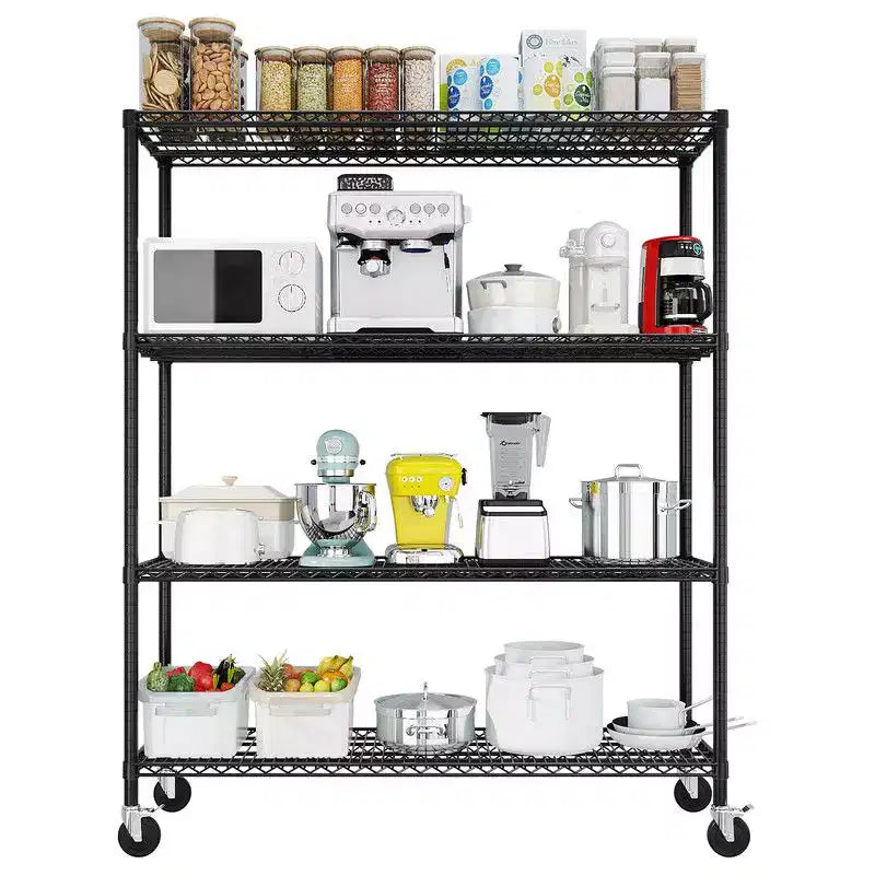 Étagère métallique de rangement robuste avec roulettes, 2500 lb, certifiée NSF