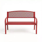 Banc d'extérieur en métal 2 places pour jardin, bancs en acier avec dossier géométrique pour terrasse, jardin et porche