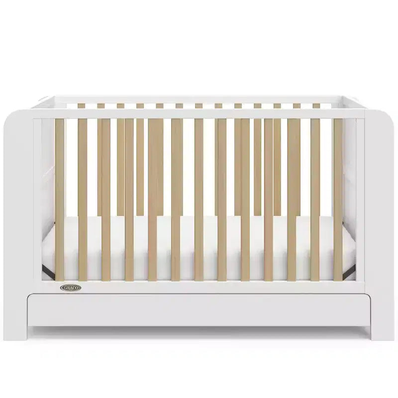 Lit bébé convertible 4-en-1 avec tiroir et étagères amovibles, base de matelas réglable