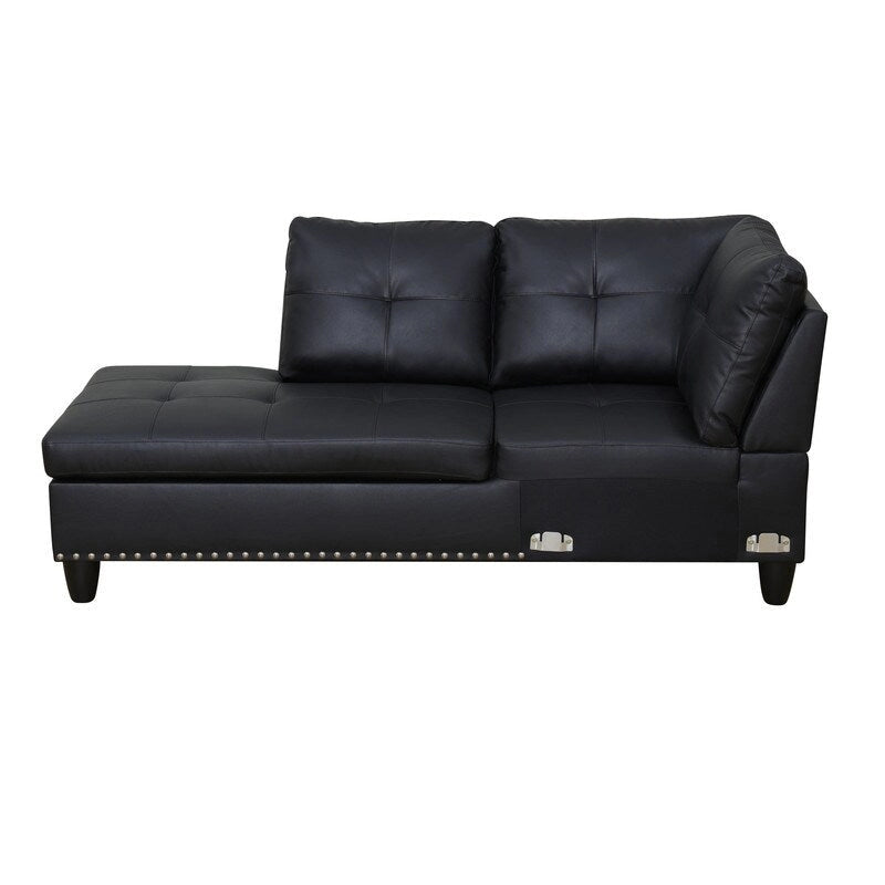 Ensemble de canapé moderne 3 pièces en similicuir noir : Style épuré pour les salons