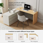 Bureau d'angle blanc de 140,2 cm avec 6 tiroirs de rangement