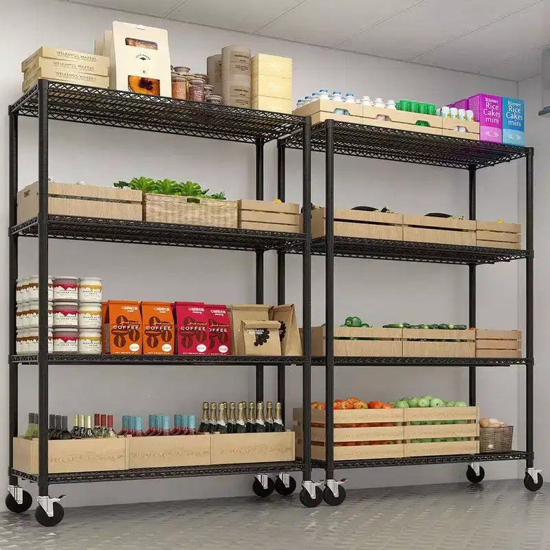 Étagère métallique de rangement robuste avec roulettes, 2500 lb, certifiée NSF