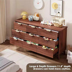 Commode cannelée à 9 tiroirs, 154 cm de large, en bois, avec rangement profond, pour chambre à coucher, salon ou couloir