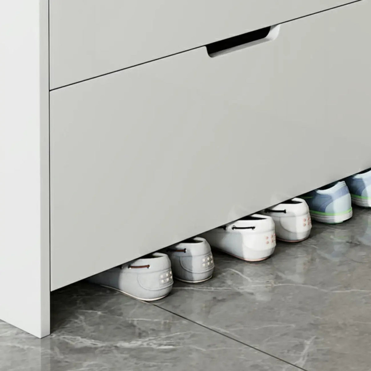 Meuble à chaussures 3 niveaux en bois blanc avec portes abattantes