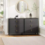 2 tables de chevet cannelées en bois, commode à 3 tiroirs de 69,85 cm de large, tables de nuit modernes, commode de chambre à coucher, salon