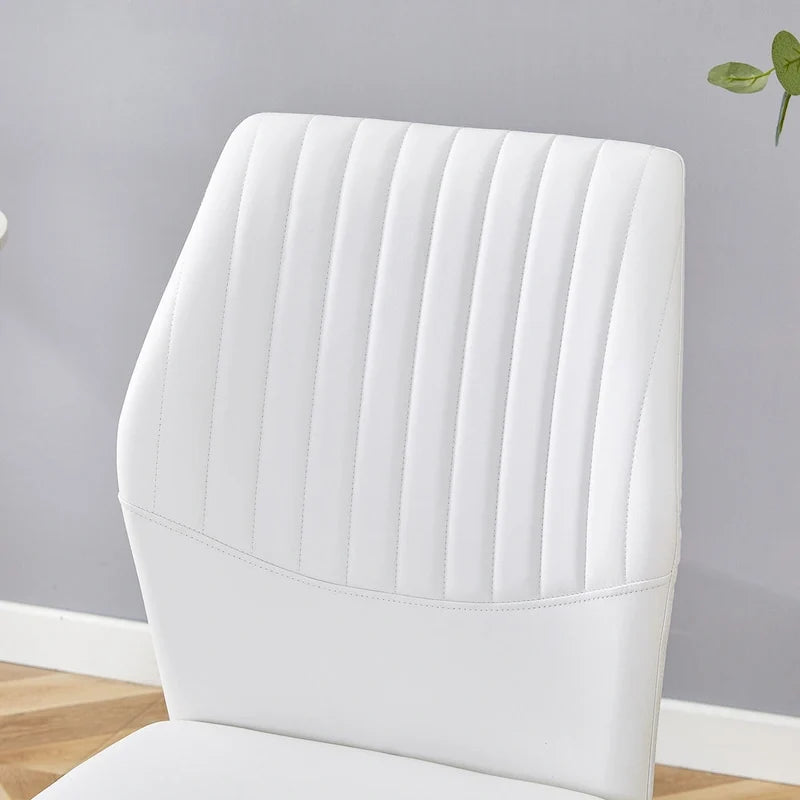Ensemble de 6 chaises de salle à manger de luxe simples en PU haute résilience avec pieds en métal argenté, chaises d'appoint sans accoudoirs pour cuisine