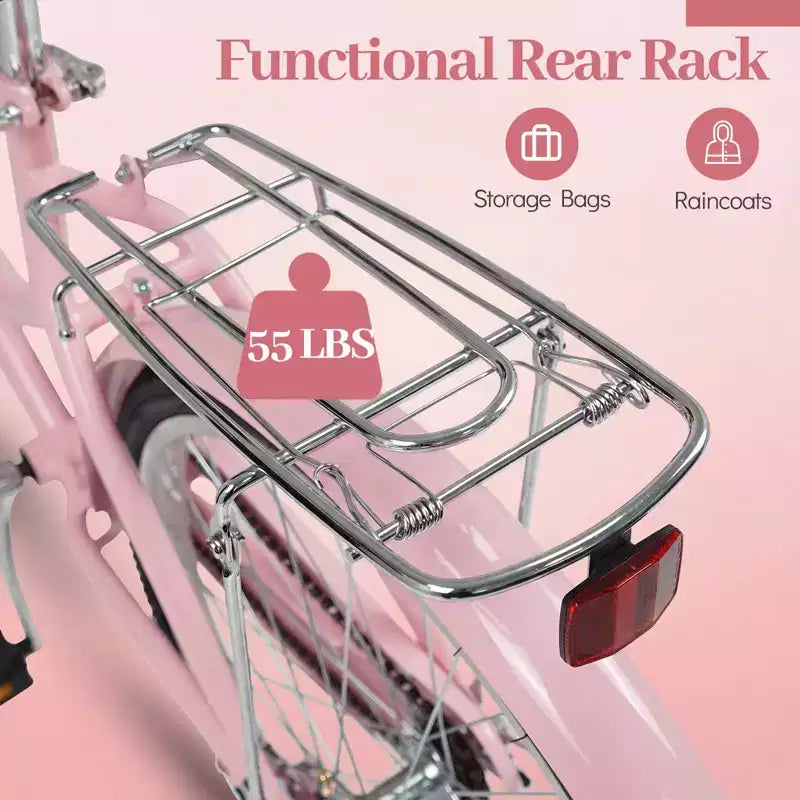 Vélo de ville Gymax Beach Cruiser 24 pouces avec selle réglable, panier tressé et porte-bagages arrière