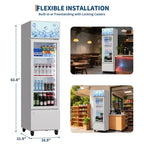 Réfrigérateur à boissons COZONY avec porte vitrée, glacière commerciale de 6,1 pi³ avec boîte lumineuse, sans givre pour bar, restaurant, magasin